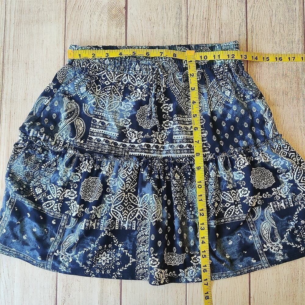 No Boundaries paisley tie dye tiered ruffle skater skirt sz S - Picture 3 of 7